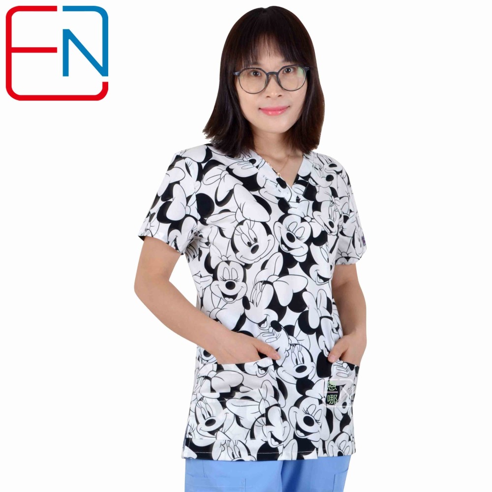 10 Prints Hennar Women medical scrub tops in 100% cotton scrubs,women scrub tops,women medical uniforms