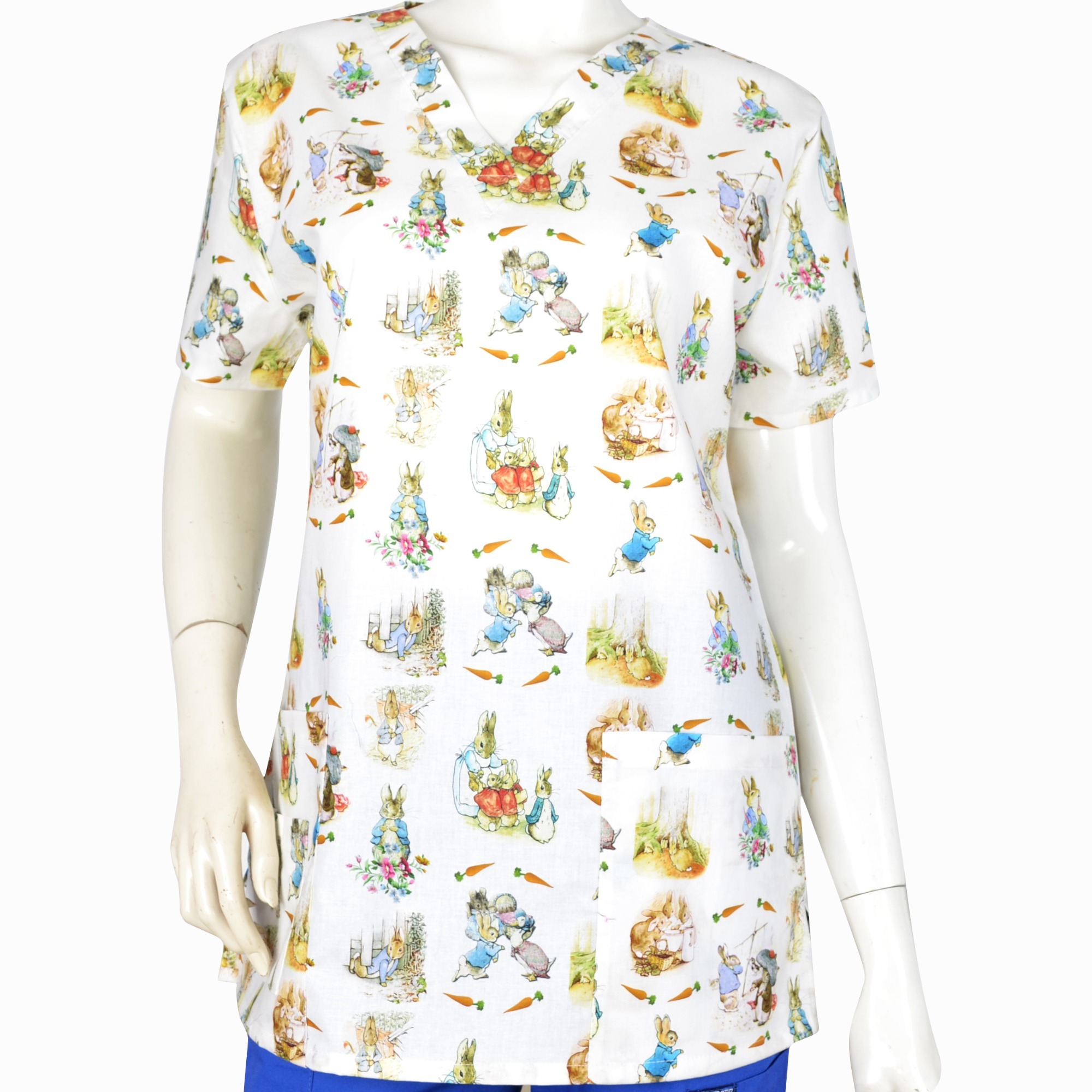 Hennar Women Medical Scrub Tops in Cartoon Prints For Women From Size XXS to 5XL Cartoon2