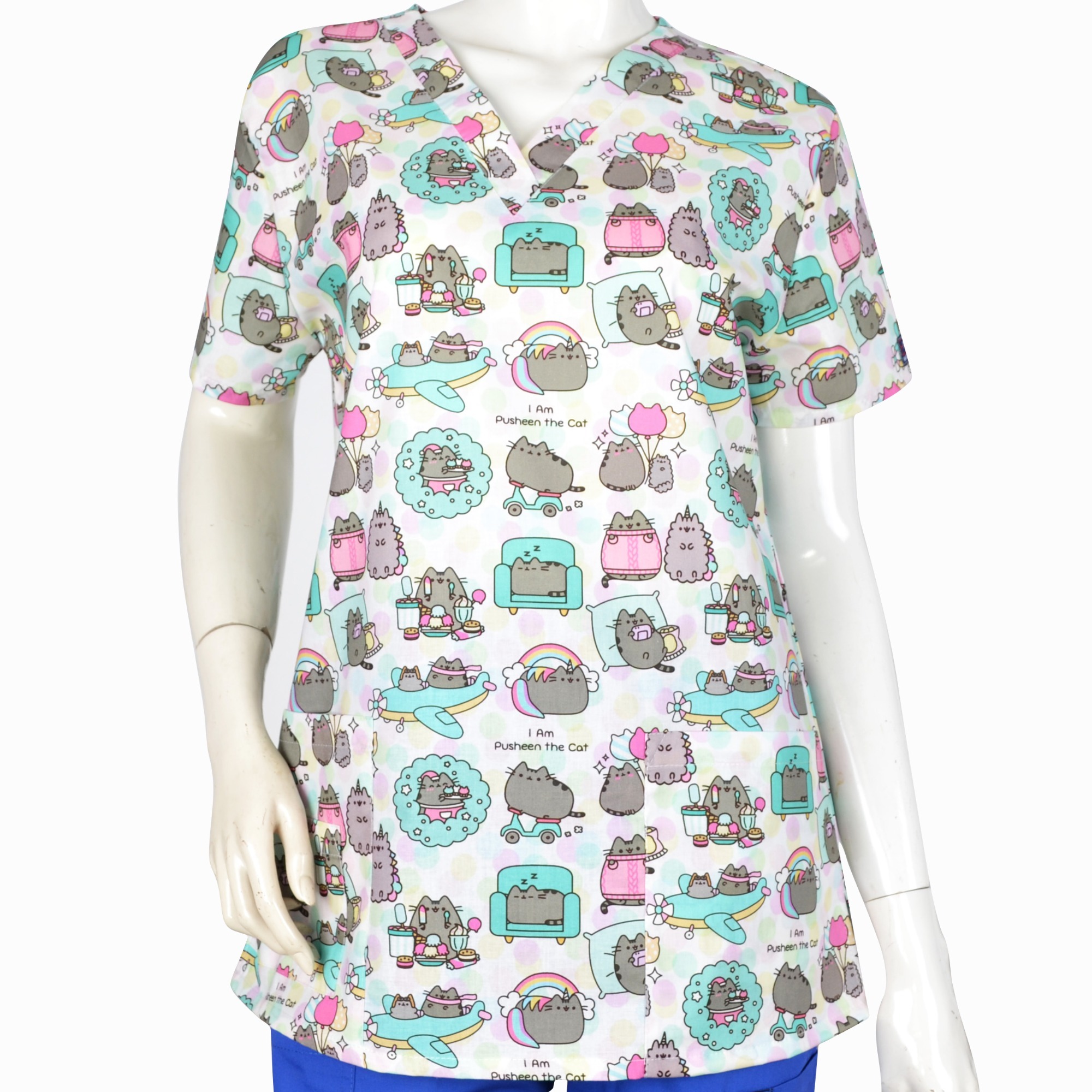 Hennar Women Medical Scrub Tops in Cartoon Prints For Women From Size XXS to 5XL Cartoon2