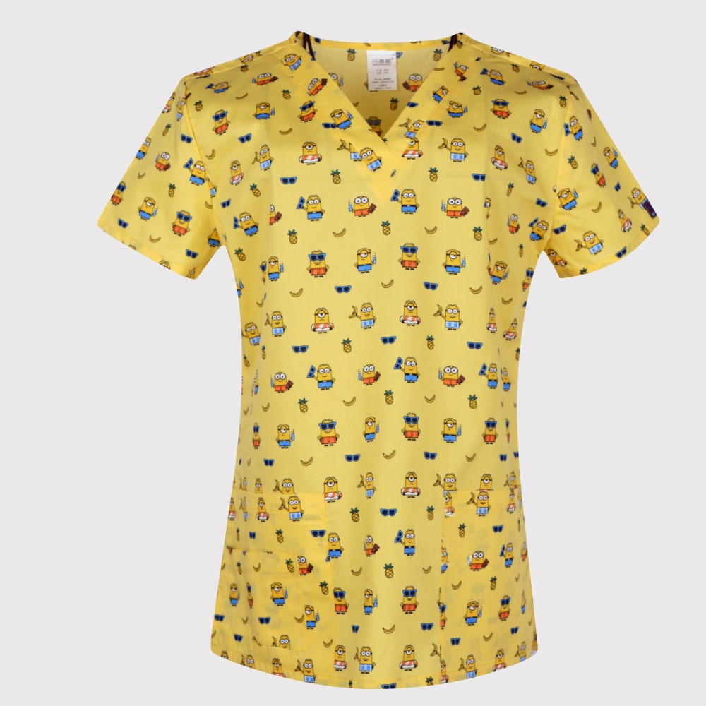 Hennar Women Medical Scrub Tops in Cartoon Prints For Women From Size XXS to 5XL Cartoon2