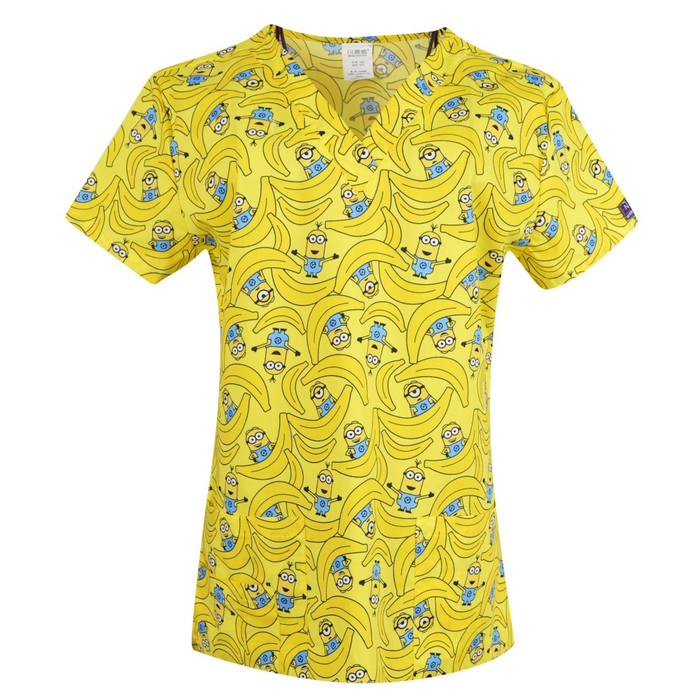 Hennar Women Medical Scrub Tops in Cartoon Prints For Women From Size XXS to 5XL Cartoon2