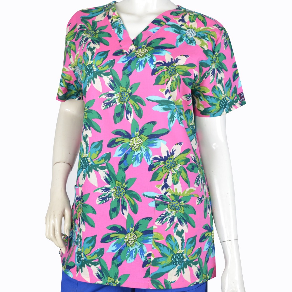 Hennar Women Medical Scrub Tops in Cartoon Prints For Women From Size XXS to 5XL Cartoon 3