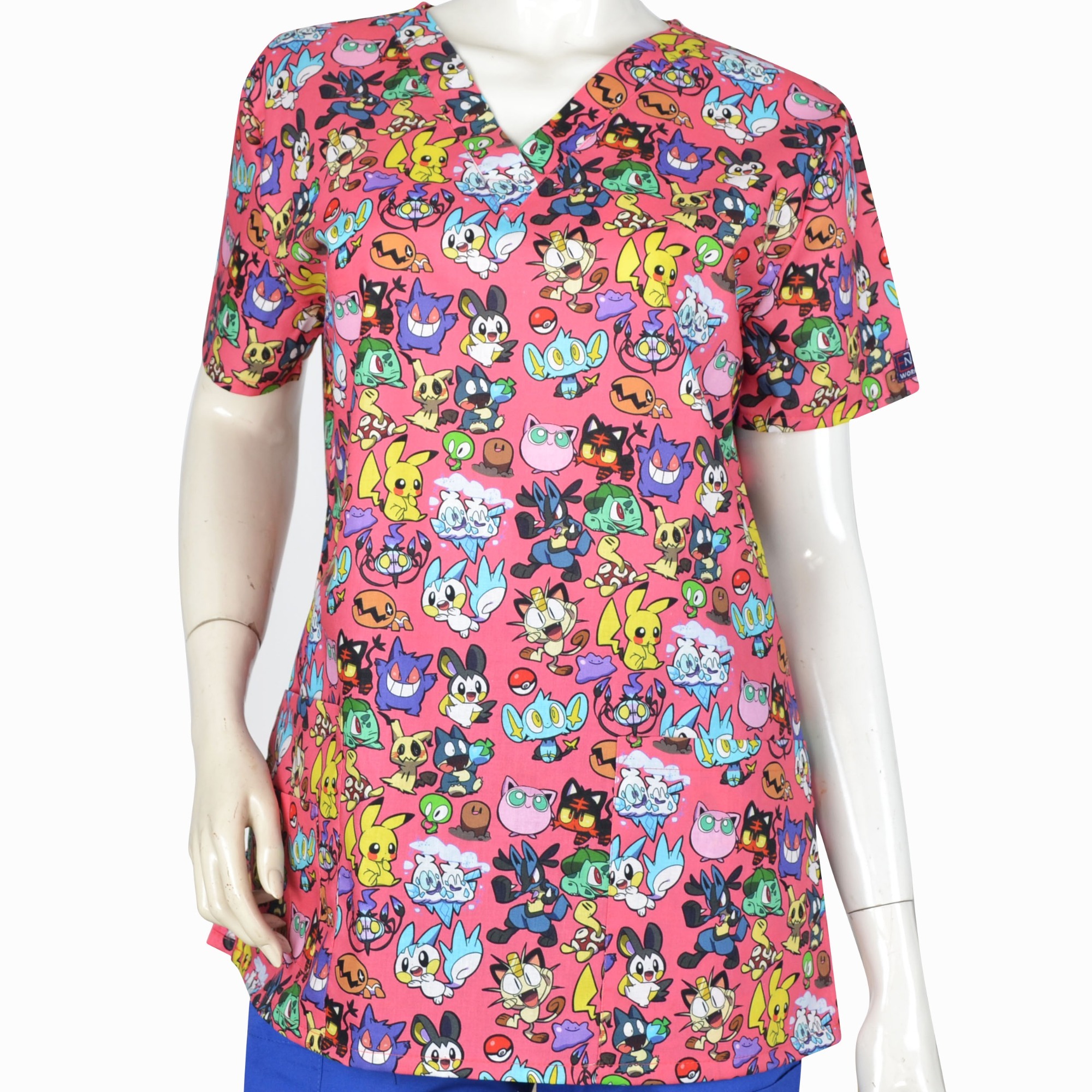 Hennar Women Medical Scrub Tops in Cartoon Prints For Women From Size XXS to 5XL Cartoon 3