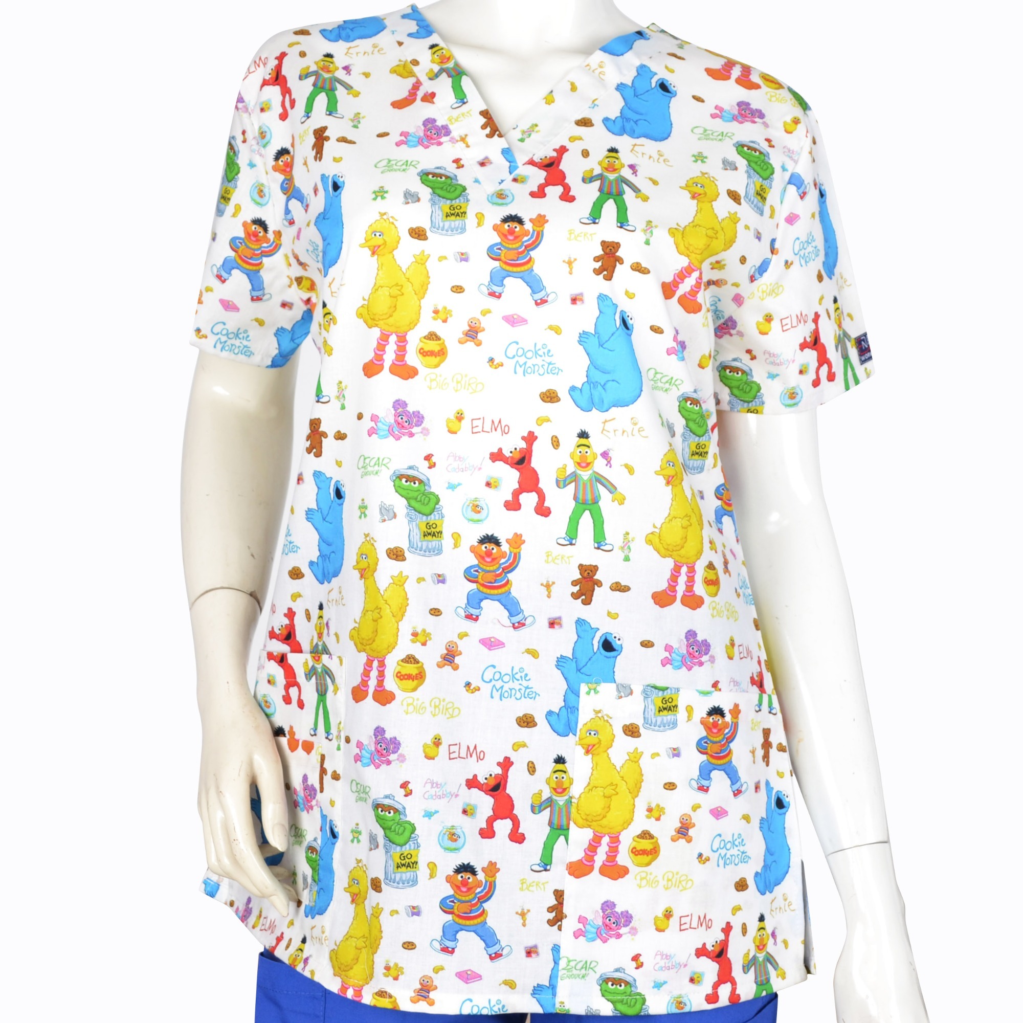 Hennar Women Medical Scrub Tops in Cartoon Prints For Women From Size XXS to 5XL Cartoon 3