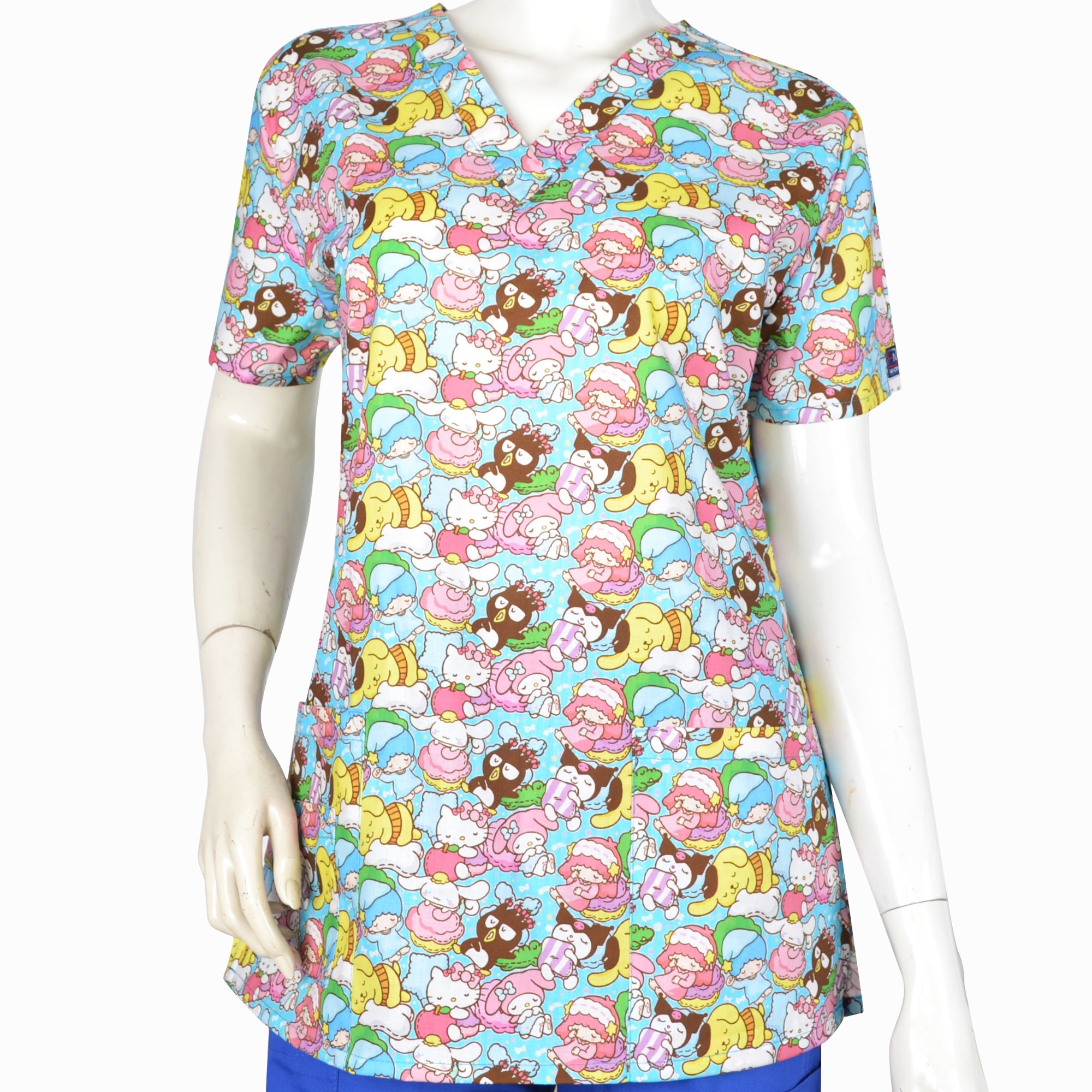 Hennar Women Medical Scrub Tops in Cartoon Prints For Women From Size XXS to 5XL Cartoon 3