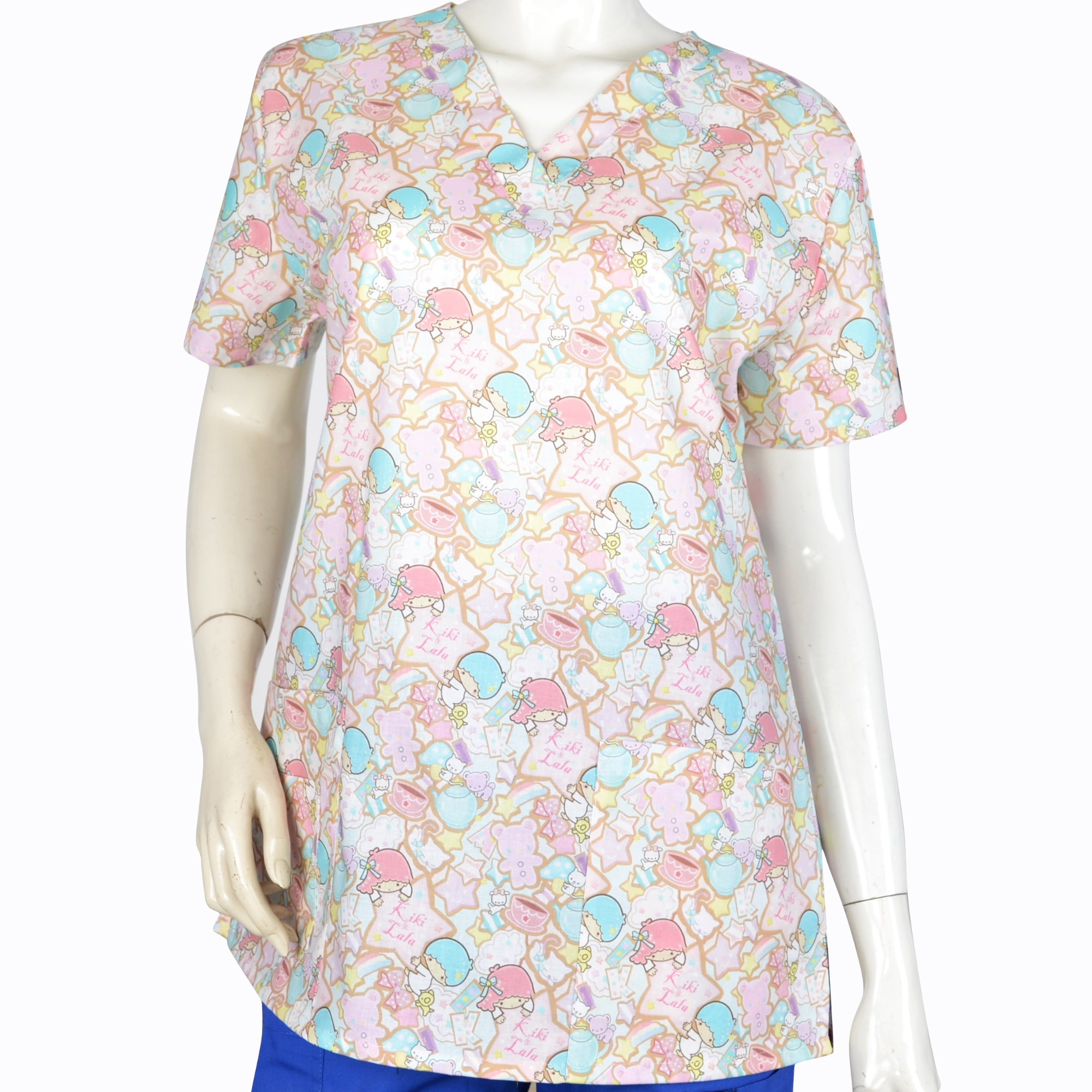 Hennar Women Medical Scrub Tops in Cartoon Prints For Women From Size XXS to 5XL Cartoon 3