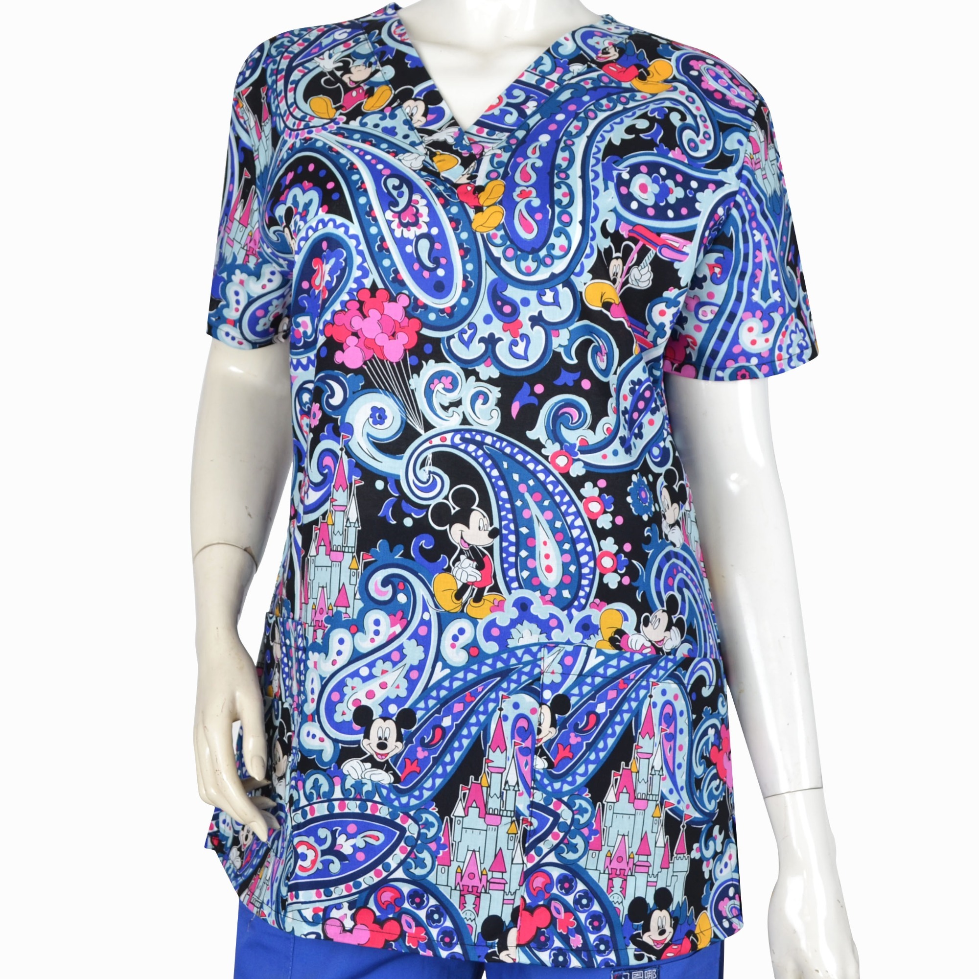 Hennar Women Medical Scrub Tops in Cartoon Prints For Women From Size XXS to 5XL Cartoon 3