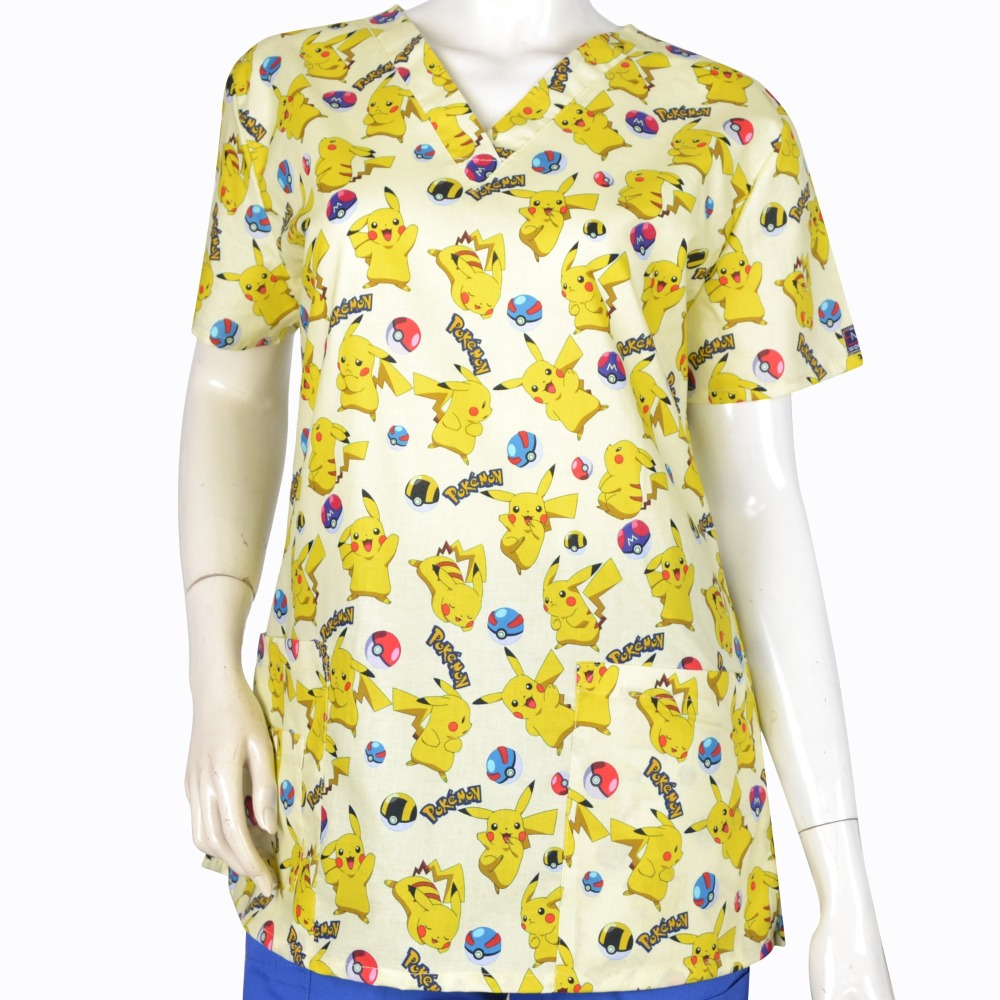 Women Scrub Tops 100% Cotton Cartoon 4