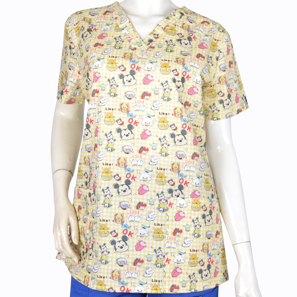 Women Scrub Tops 100% Cotton Cartoon 4
