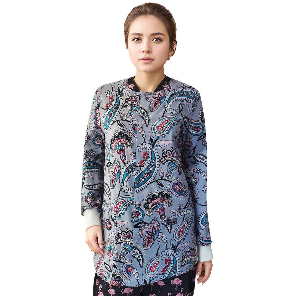 Longer Snap Front Scrub Jacket in 100% Cotton With Brozen Snap