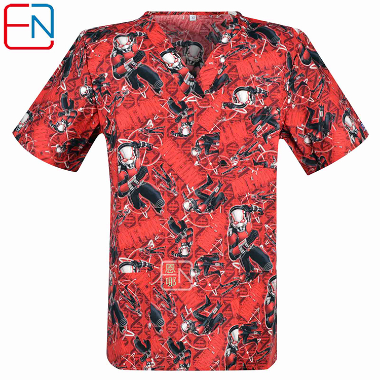 Men Medical Uniforms,Camouflage Colour Scrub Tops in 100% Cotton