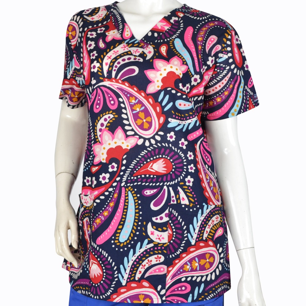 Women Scrub Tops 100% Cotton Cartoon 4