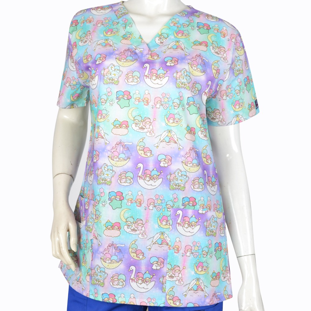 Women Scrub Tops 100% Cotton Cartoon 4