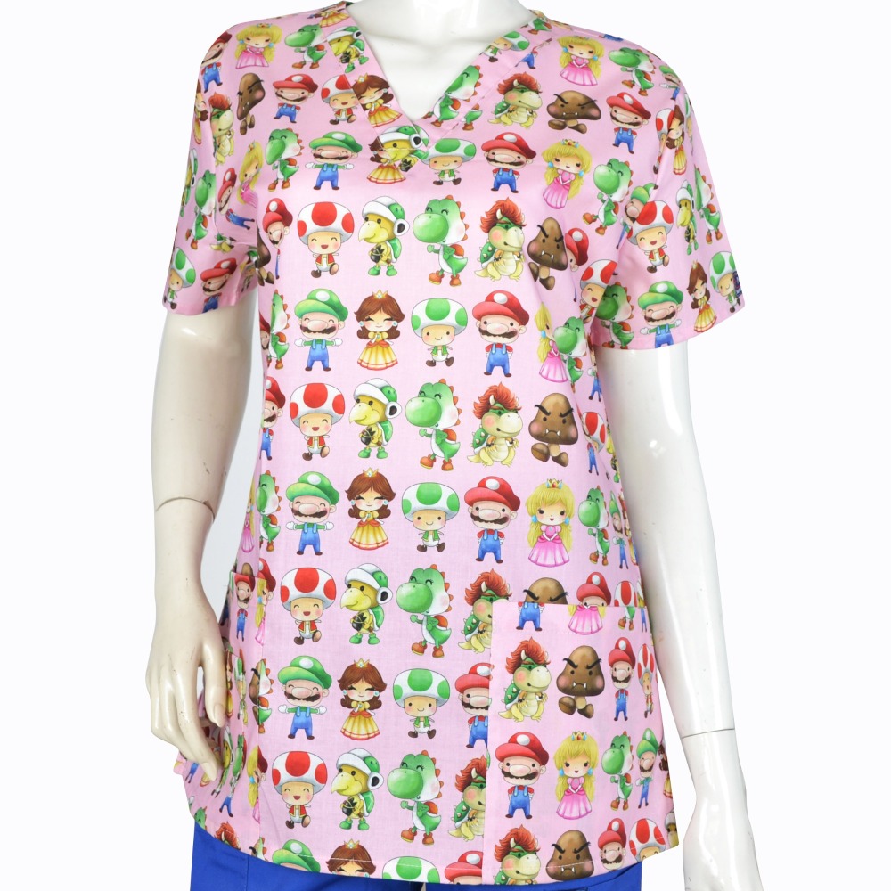 Women Scrub Tops 100% Cotton Cartoon 4
