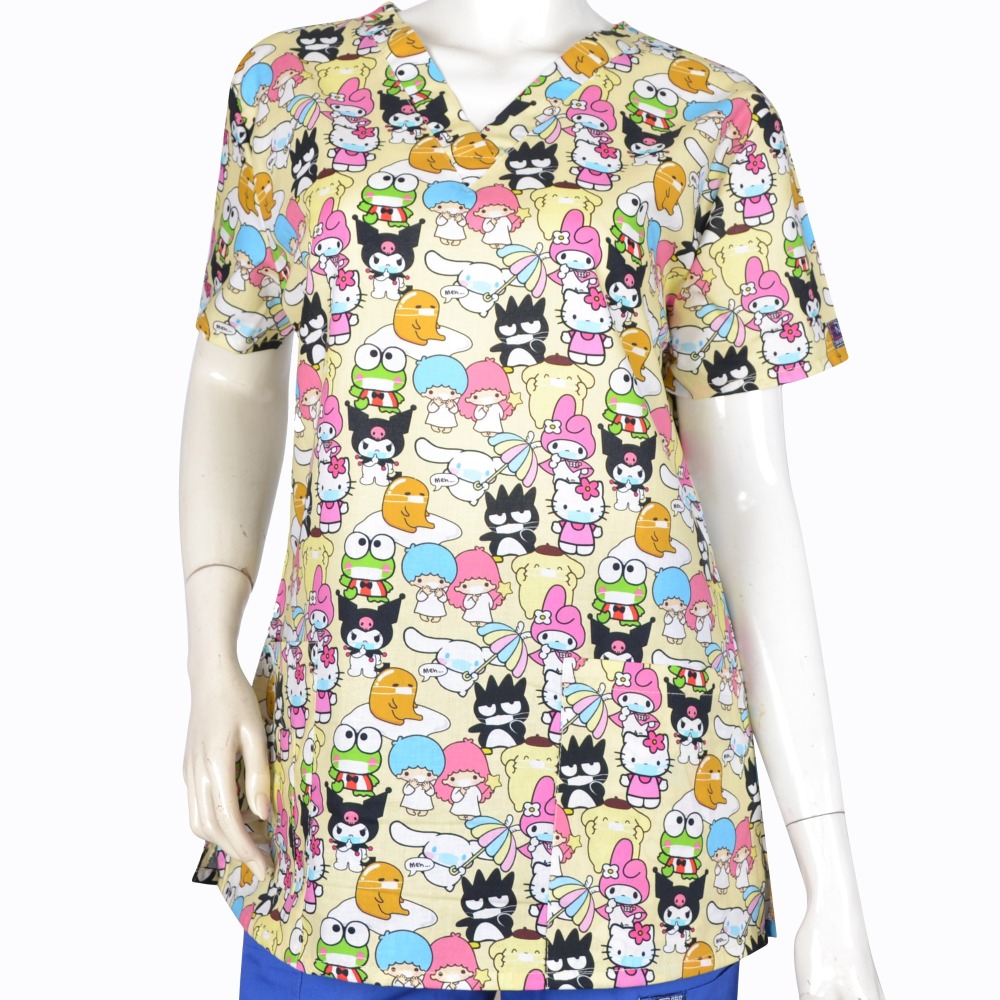 Women Scrub Tops 100% Cotton Cartoon 4