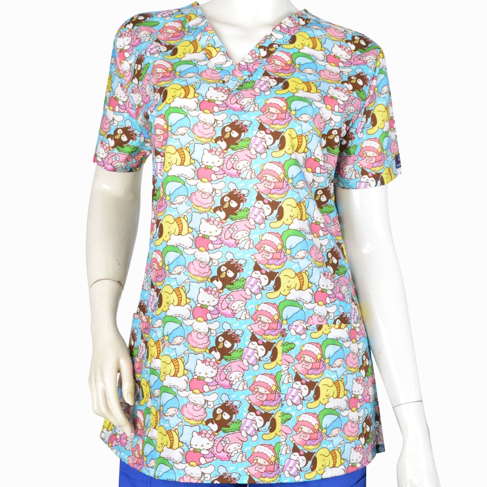 Women Scrub Tops 100% Cotton Cartoon 4