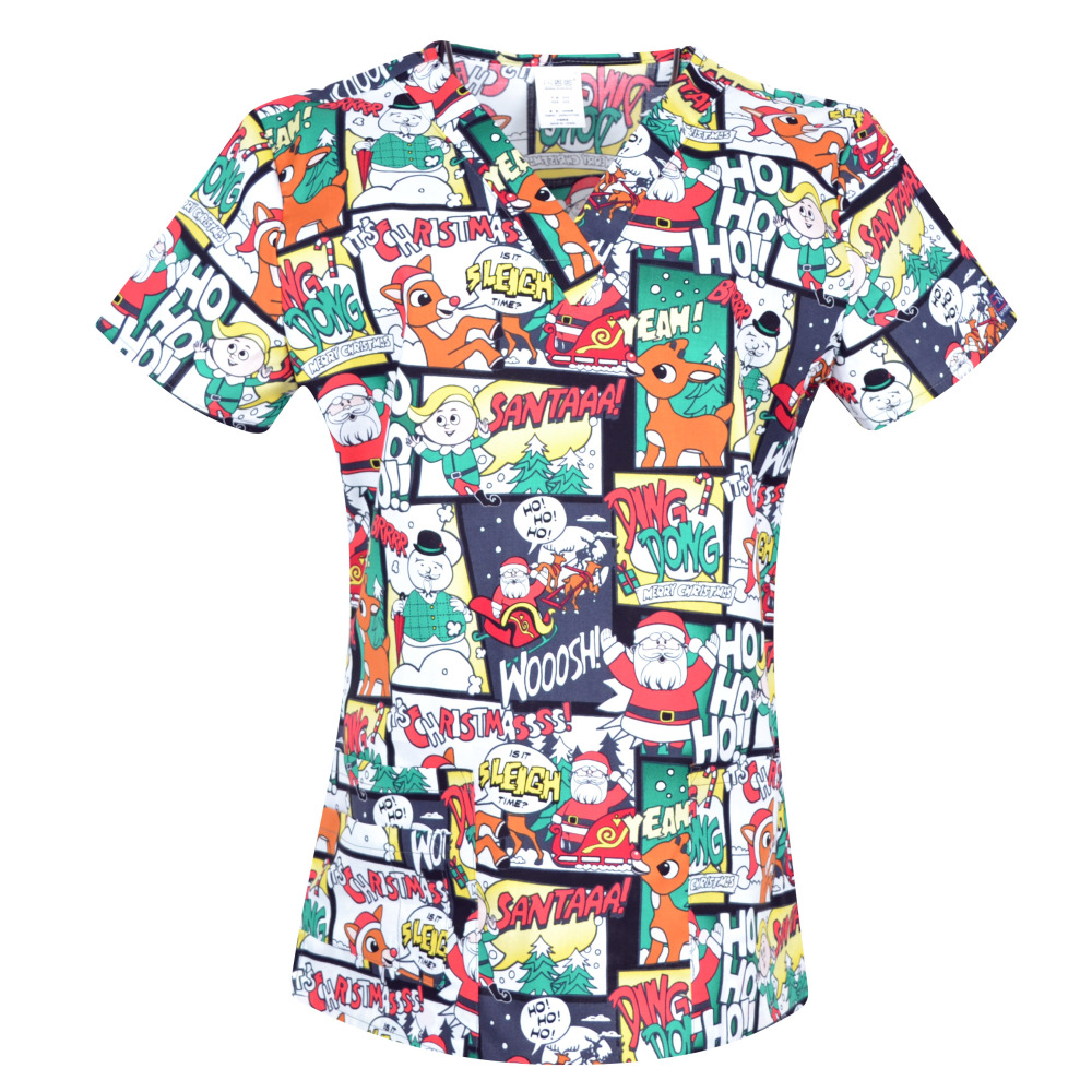 Christmas Prints  Surgical Scrub Tops,Holiday Medical Uniforms