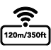 Alcance inalámbrico de 120 m/350 pies