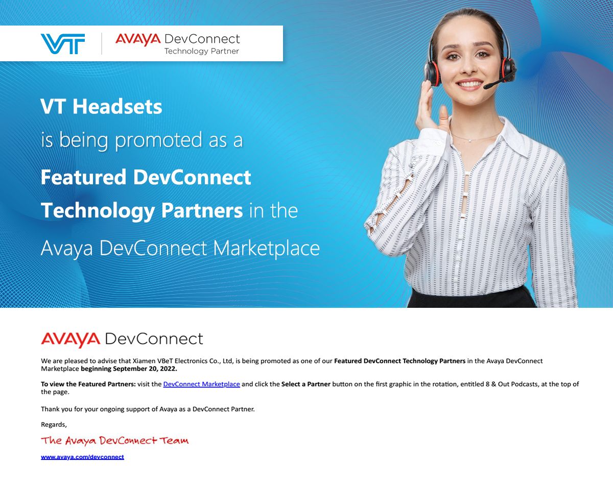 VT Headsets is being promoted as  a Featured DevConnect Technology Partners