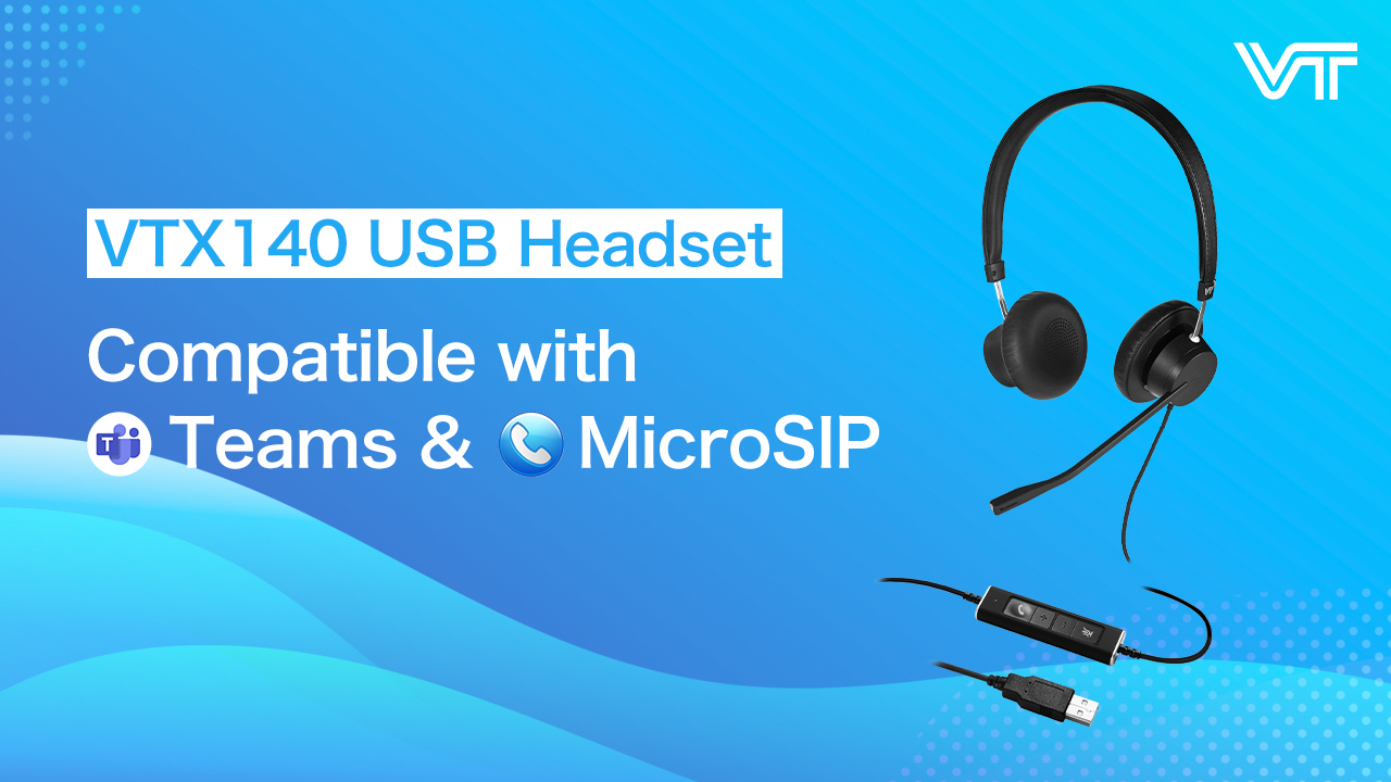 VTX140 USB Headset Compatible with Teams & MicroSIP