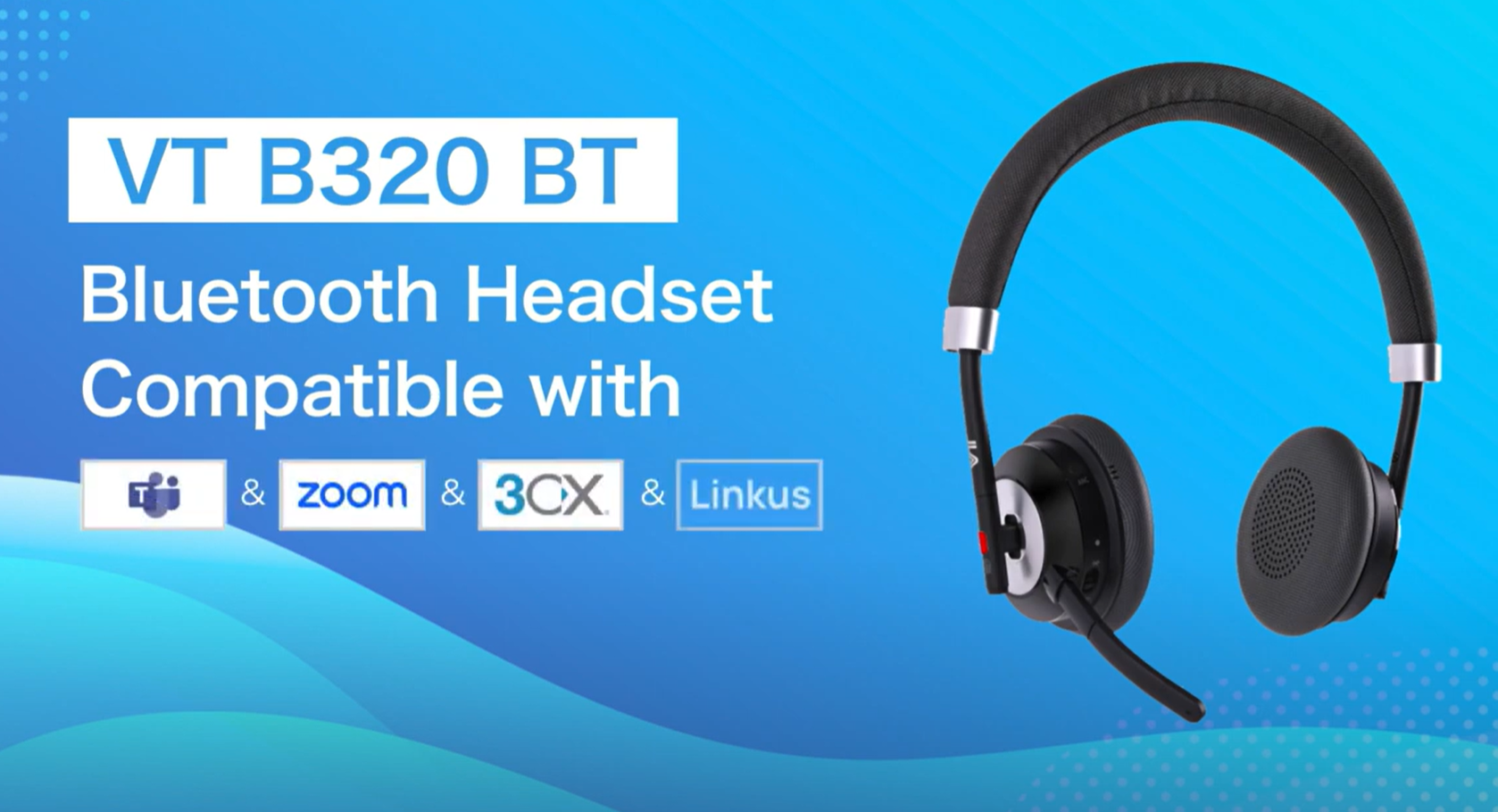 VT B320 Bluetooth Headset compatible with MS Teams, 3CX, Linkus, Zoom