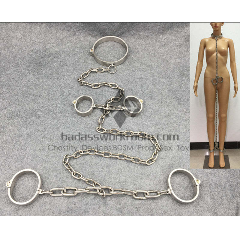 Integrated Cylinder Core Lock Chain Connected Steel Bondage 3 In 1 Kit