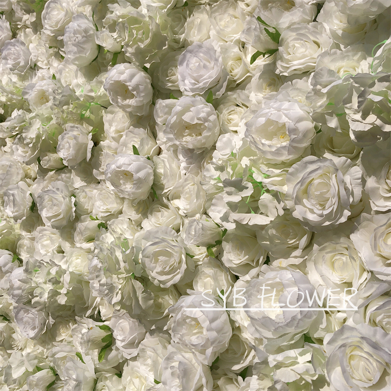 #056 Customized pure white Backdrop Roll Up Wedding Decor Artificial Flowers Bulbs For Wedding Decoration Flower Wall