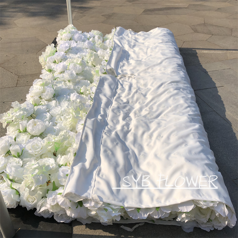 #056 Customized pure white Backdrop Roll Up Wedding Decor Artificial Flowers Bulbs For Wedding Decoration Flower Wall