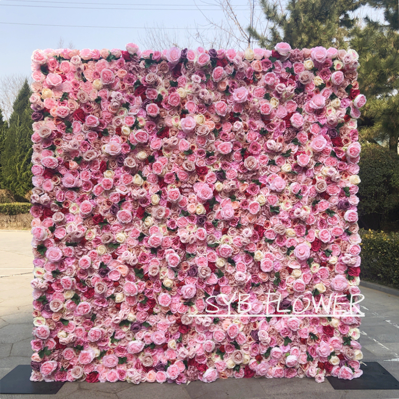 #041 Wholesale Custom Flower wall Wedding Supplies Decoration Backdrop Silk Artificial wedding Decorative Flower Wall