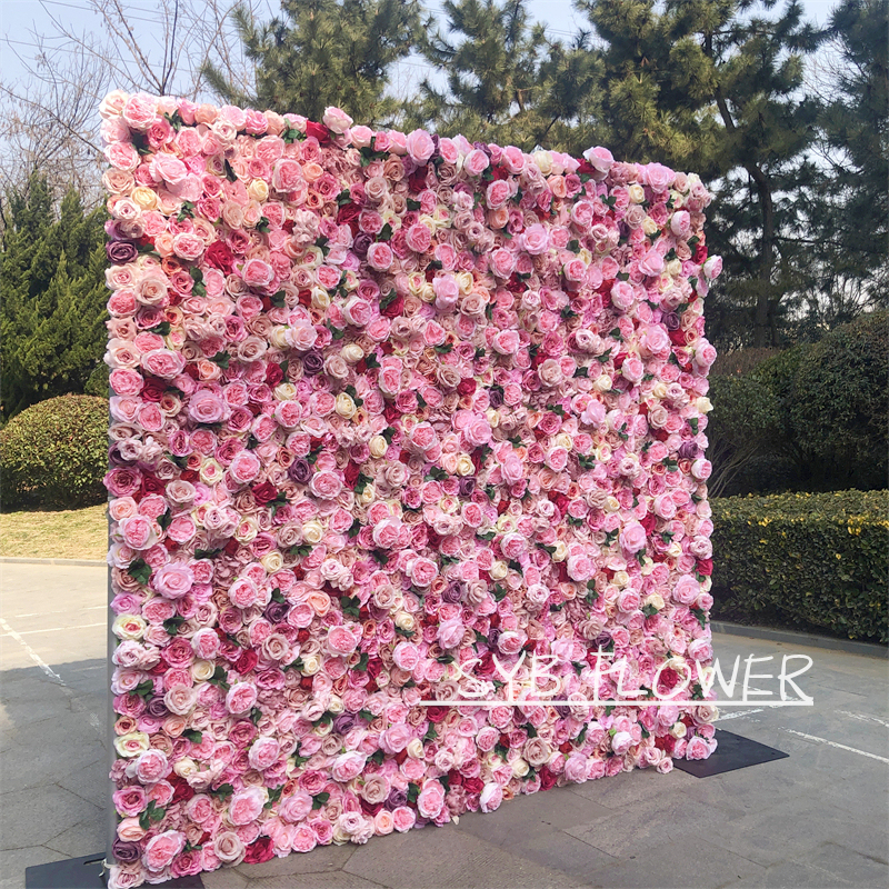 #041 Wholesale Custom Flower wall Wedding Supplies Decoration Backdrop Silk Artificial wedding Decorative Flower Wall