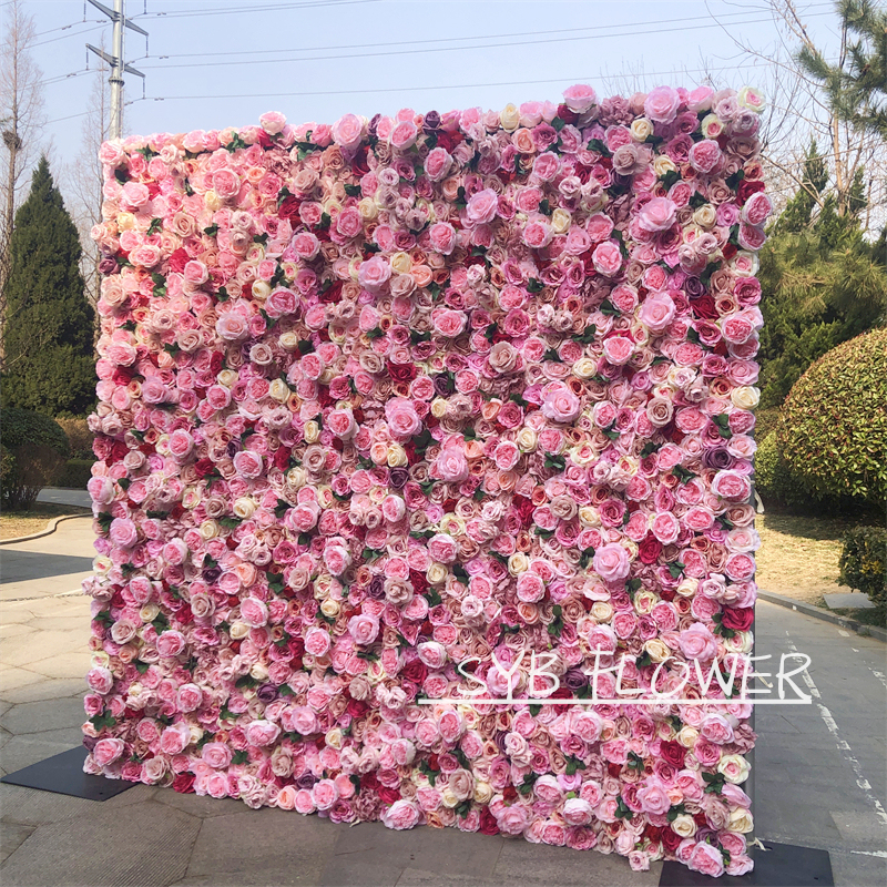 #041 Wholesale Custom Flower wall Wedding Supplies Decoration Backdrop Silk Artificial wedding Decorative Flower Wall
