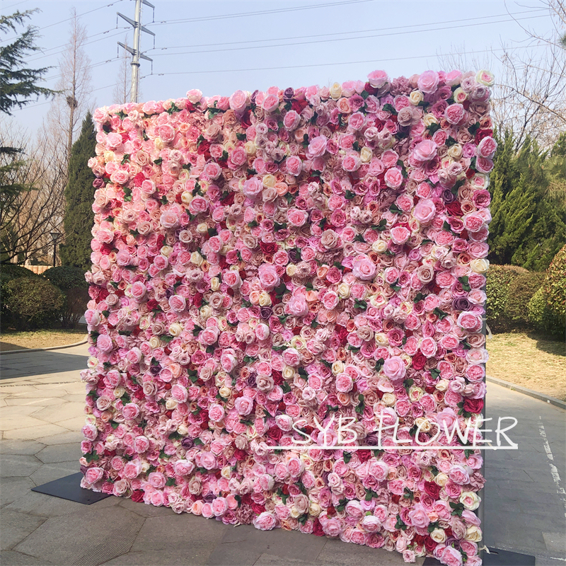 #041 Wholesale Custom Flower wall Wedding Supplies Decoration Backdrop Silk Artificial wedding Decorative Flower Wall