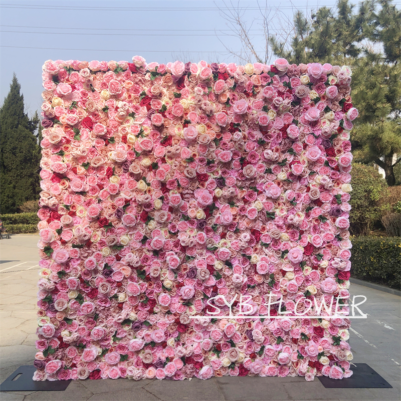 #041 Wholesale Custom Flower wall Wedding Supplies Decoration Backdrop Silk Artificial wedding Decorative Flower Wall