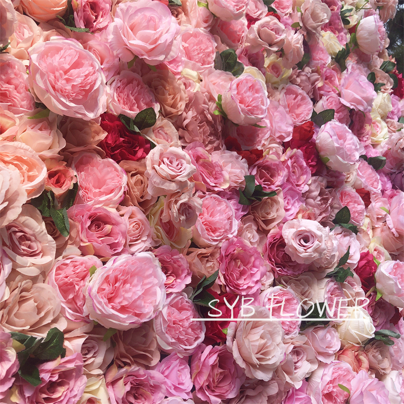 #041 Wholesale Custom Flower wall Wedding Supplies Decoration Backdrop Silk Artificial wedding Decorative Flower Wall