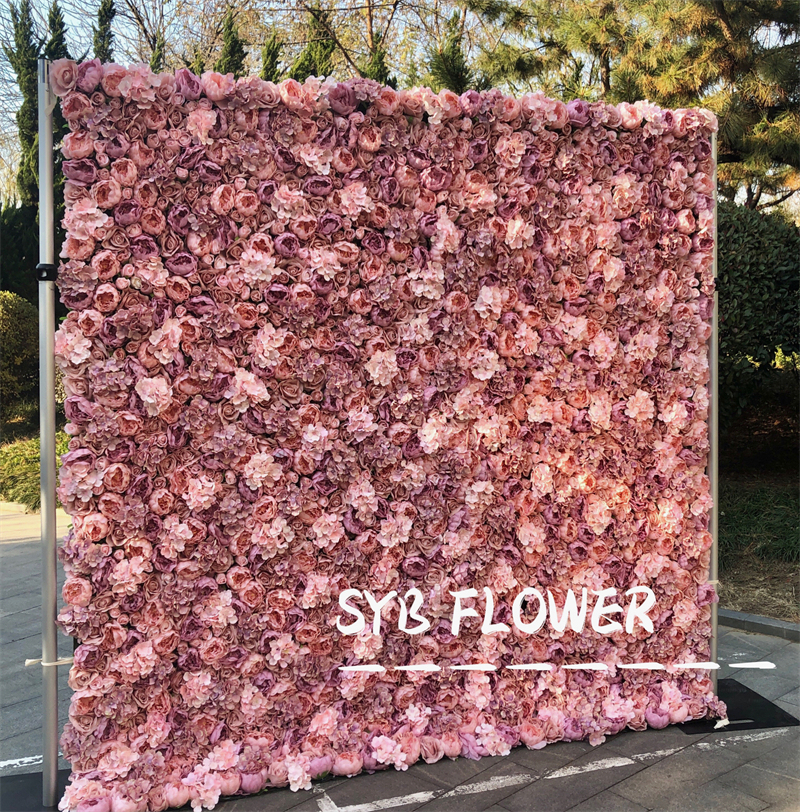 #021 Custom 3D Cloth Flower wall Wedding Artificial Silk Rose Flower Wall Panel Backdrop Artificial Flower Decorative Flowers