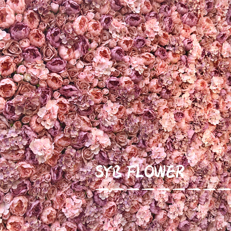 #021 Custom 3D Cloth Flower wall Wedding Artificial Silk Rose Flower Wall Panel Backdrop Artificial Flower Decorative Flowers