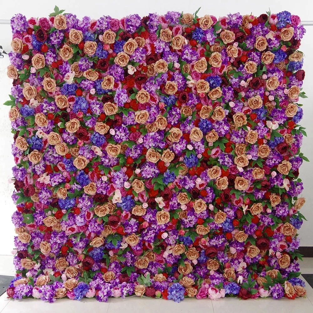 #066 Wholesale Flores Gradient Floral Backdrop Restaurant Decoration Wedding Party Events Artificial Wall Flowers Panel