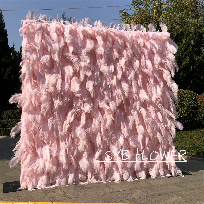 #164-5 SYB FLOWER Custom Size 3D Roll Up Artificial Feather Wall Backdrop Panel Wedding Decoration