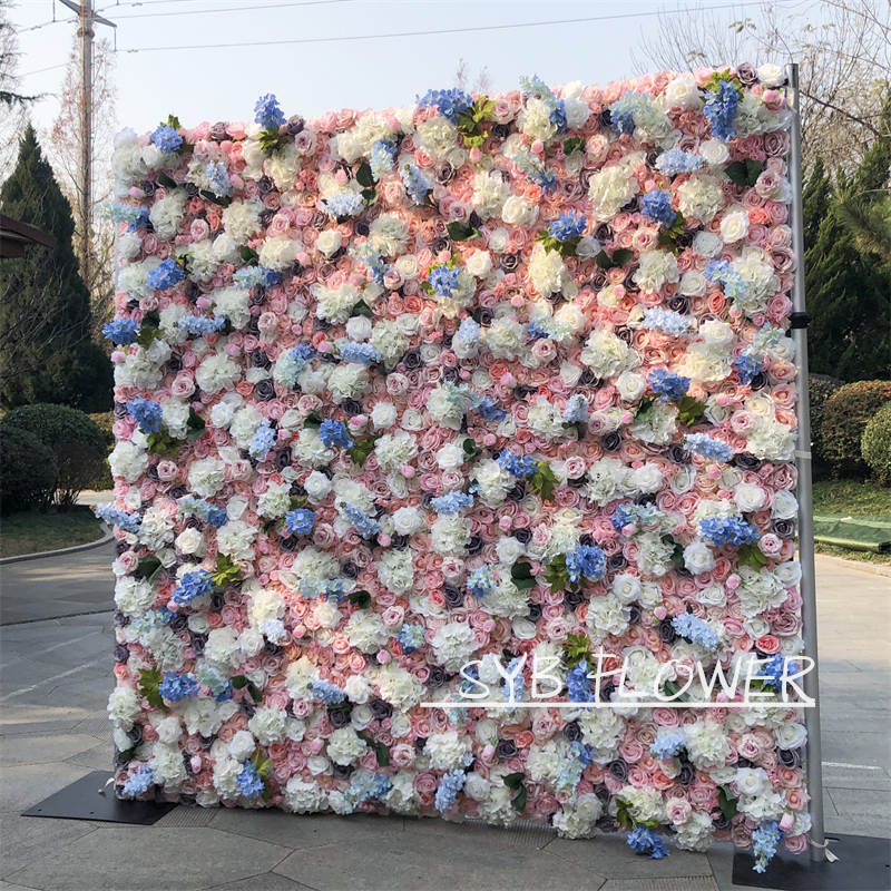 #128 SYB Hot Sale Customized Artificial Beautiful And Natural Silk Party Specialty Store Wedding Flower Wall Panel