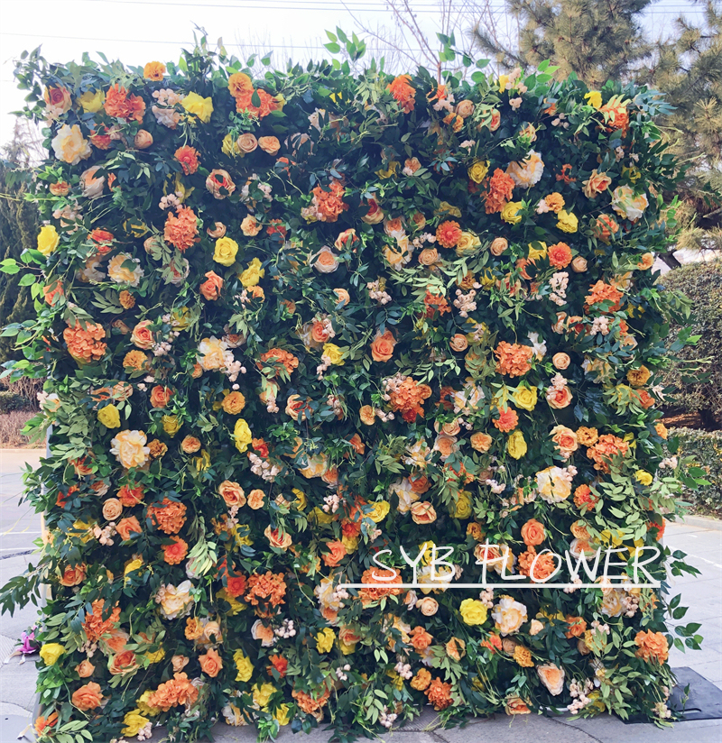 #156 Wholesale Custom Flower Wall Wedding Supplies Decoration Rose Backdrop Silk Artificial Decorative Flower Wall