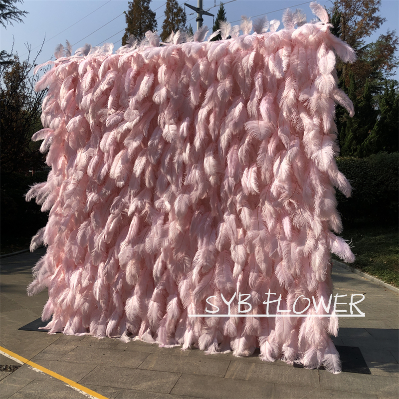 #164-5 SYB FLOWER Custom Size 3D Roll Up Artificial Feather Wall Backdrop Panel Wedding Decoration