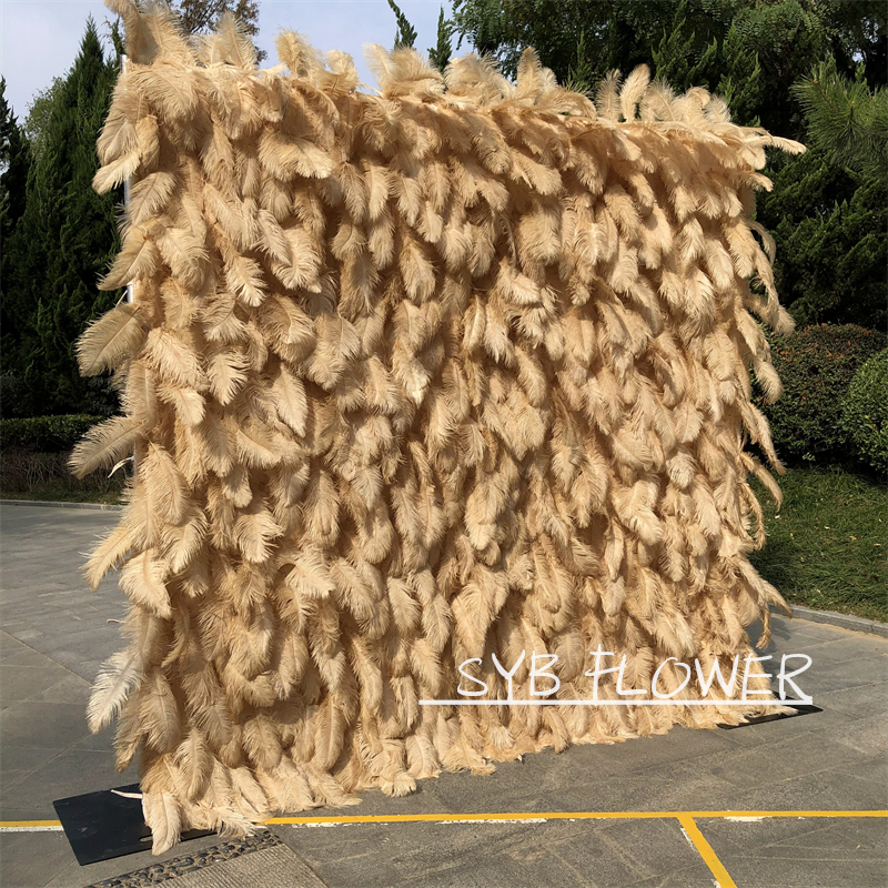 #164-6 SYB FLOWER Custom Size 3D Roll Up Artificial Feather Wall Backdrop Panel Wedding Decoration