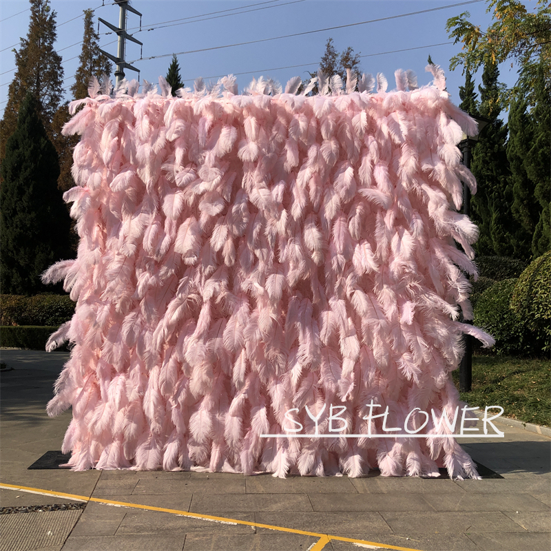 #164-5 SYB FLOWER Custom Size 3D Roll Up Artificial Feather Wall Backdrop Panel Wedding Decoration