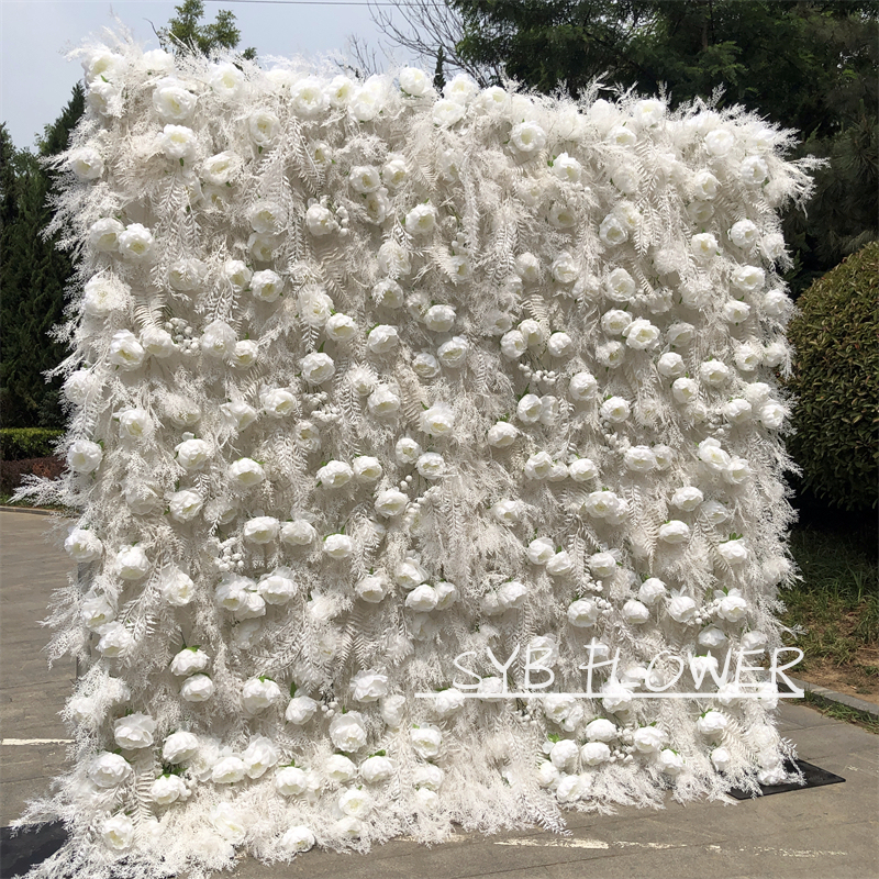 #183 Hot Selling Customized For Wedding Event Fabric Floral Decoration Simulation Wedding Artificial Flower Wall Panels