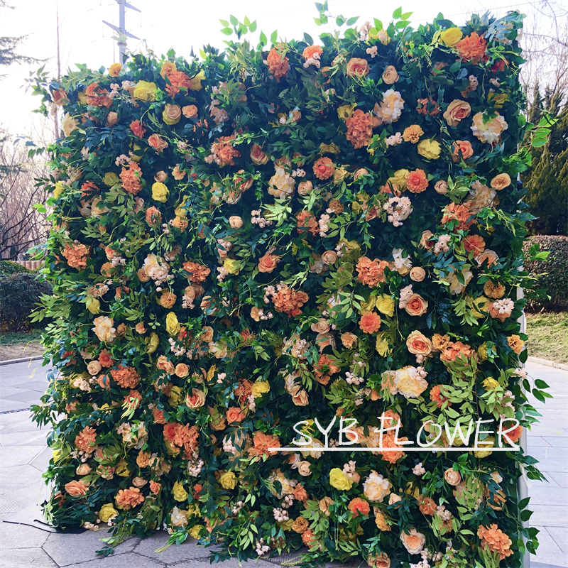 #156 Wholesale Custom Flower Wall Wedding Supplies Decoration Rose Backdrop Silk Artificial Decorative Flower Wall
