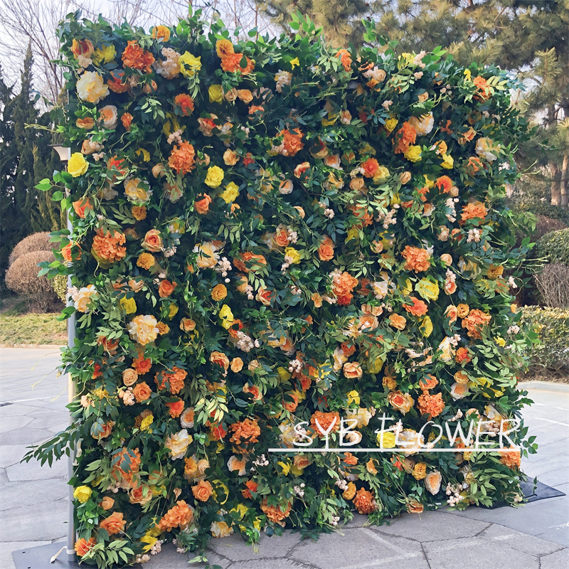 #156 Wholesale Custom Flower Wall Wedding Supplies Decoration Rose Backdrop Silk Artificial Decorative Flower Wall