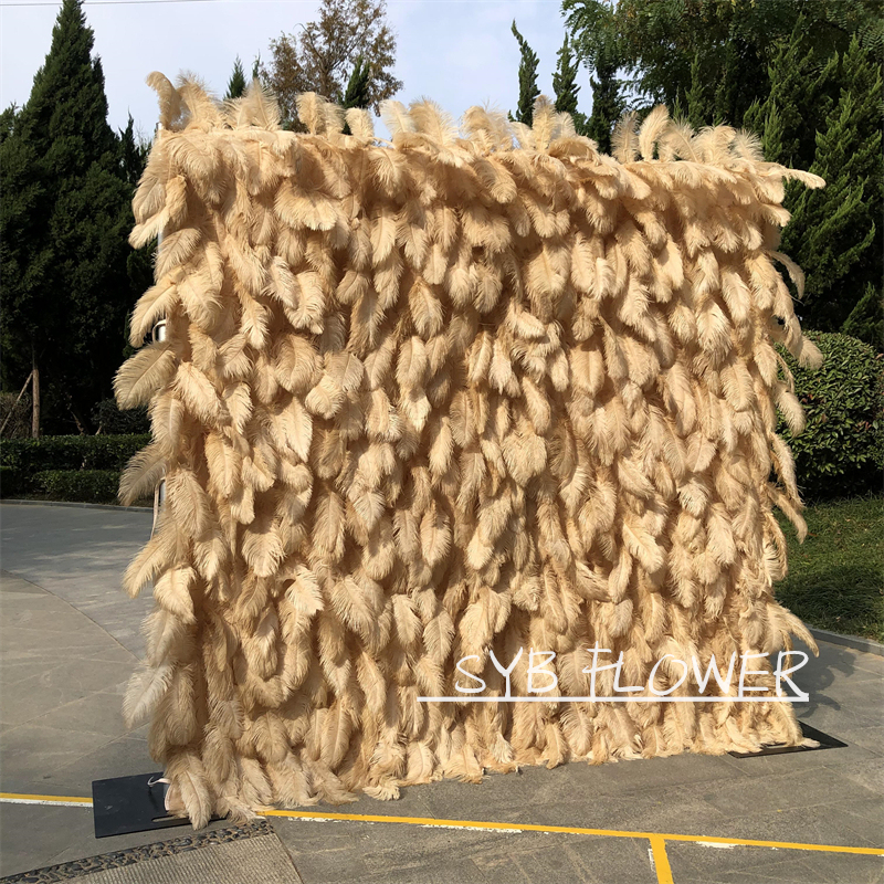 #164-6 SYB FLOWER Custom Size 3D Roll Up Artificial Feather Wall Backdrop Panel Wedding Decoration