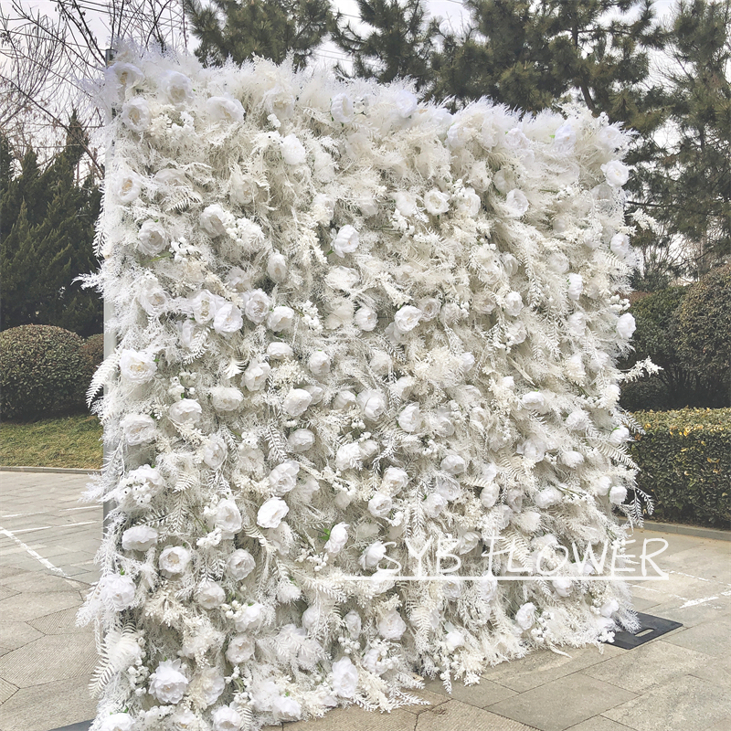 #183 Hot Selling Customized For Wedding Event Fabric Floral Decoration Simulation Wedding Artificial Flower Wall Panels