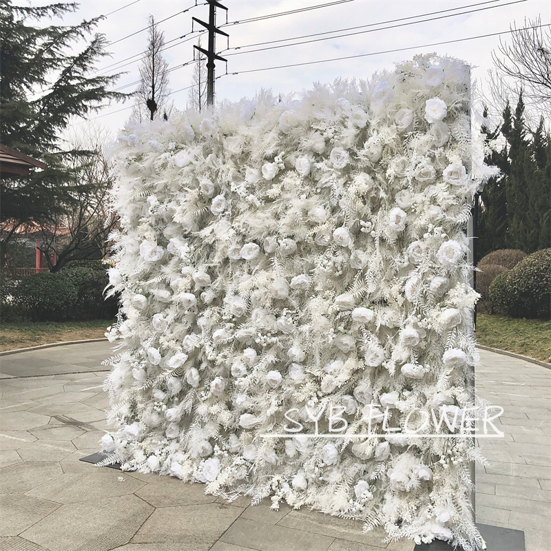 #183 Hot Selling Customized For Wedding Event Fabric Floral Decoration Simulation Wedding Artificial Flower Wall Panels