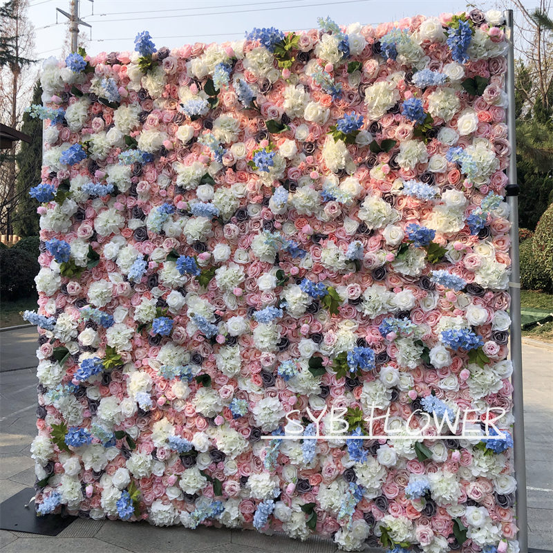 #128 SYB Hot Sale Customized Artificial Beautiful And Natural Silk Party Specialty Store Wedding Flower Wall Panel